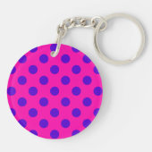 Porte-clés Pois bleus sur fuchsia (Dos)