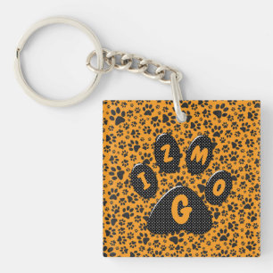 Porte-clés Pois de chien noir et blanc Pointe Polka sur dahli