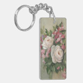 Porte-clés Pois doux et bouquet rose (Devant gauche)
