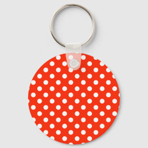 Porte-clés Pois grand - blanc sur l'écarlate