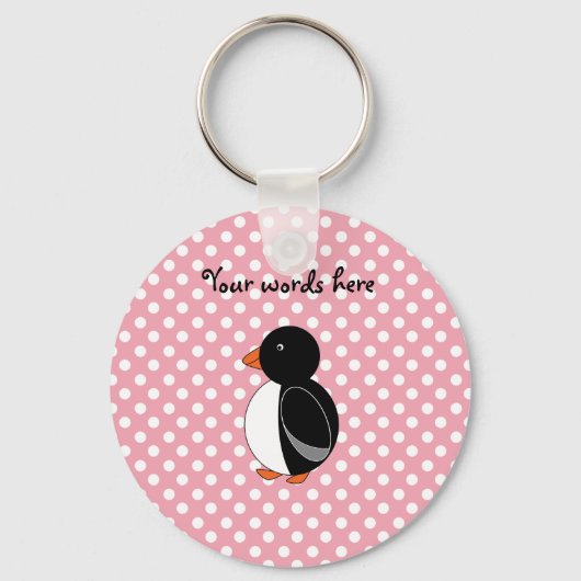 Porte-clés Pois roses pingouins mignons (Recto)