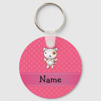 Porte-clés Pois roses pour chien de nom personnel