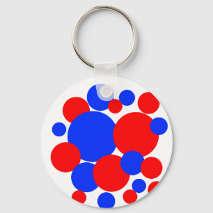 Porte-clés Pois rouge, blanc et bleu