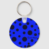 Porte-clés Pois simple Noir moderne sur motif bleu (Recto)