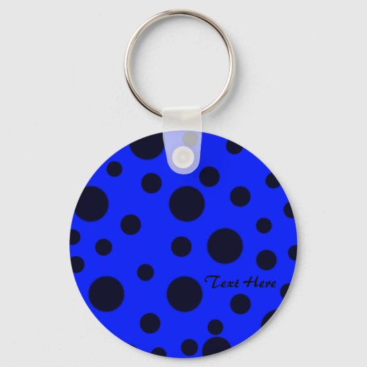 Porte-clés Pois simple Noir moderne sur motif bleu (Recto)