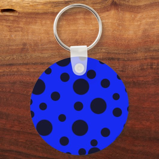 Porte-clés Pois simple Noir moderne sur motif bleu (Verso)