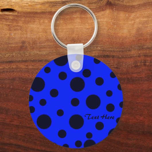 Porte-clés Pois simple Noir moderne sur motif bleu (Recto)