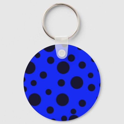 Porte-clés Pois simple Noir moderne sur motif bleu (Verso)