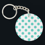 Porte-clés Pois turquoise<br><div class="desc">Pois turquoise sur arrière - plan blanc</div>