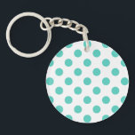Porte-clés Pois turquoise<br><div class="desc">Pois turquoise sur arrière - plan blanc</div>