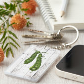 Porte-clés Pois vert Pois Blanc Bois rustique Ferme Chic (Devant droit)