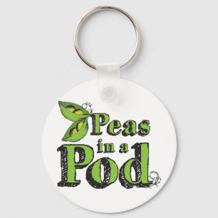 Porte-clés Pois verts Dessin de légumes Art 2 pois dans un po