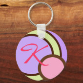 Porte-clés Pois - Violet - porte - clé Monogramme (Recto)