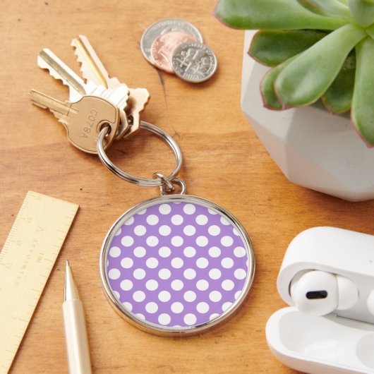 Porte-clés Pois violets, Motif à points Polka, points, pointi (Bureau)