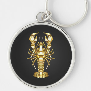Porte-clés Poisson à langouste polygonale dorée sur noir