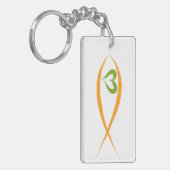 Porte-clés Poisson Chrétien Jaune avec Coeur Vert Clavier (Devant gauche)