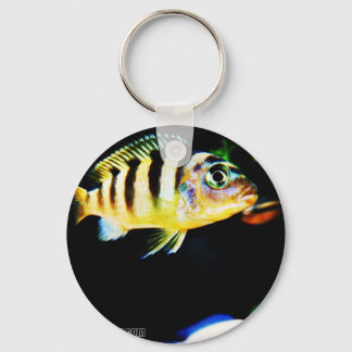 Porte-clés Poisson cichlidé noir et jaune