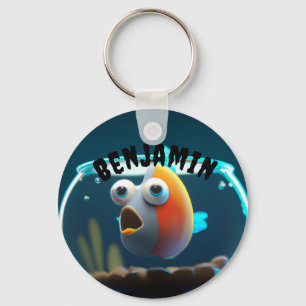 PORTE-CLÉS POISSON D'AQUARIUM AUX YEUX GROS PERSONNALISÉ POUR