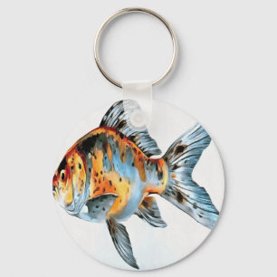 Porte-clés Poisson d'or bleu et orange Shubunkin