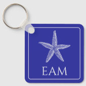 Porte-clés Poisson étoile blanche côtière sur Monogramme bleu (Recto)
