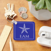Poisson étoile blanche côtière sur Monogramme bleu