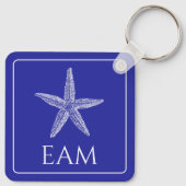 Porte-clés Poisson étoile blanche côtière sur Monogramme bleu (Dos)