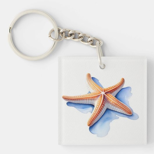 Porte-clés Poisson étoilé et silhouette bleue (Devant)