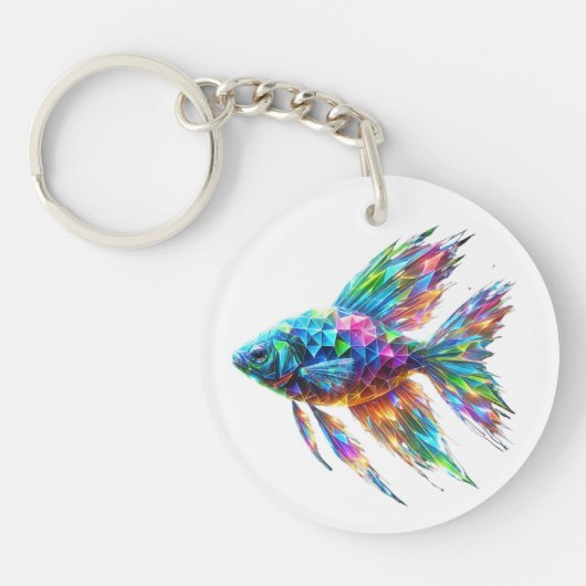 Porte-clés Poisson géométrique à lumière de prisme (Devant)