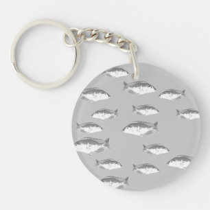 Porte-clés Poisson gris monochrome