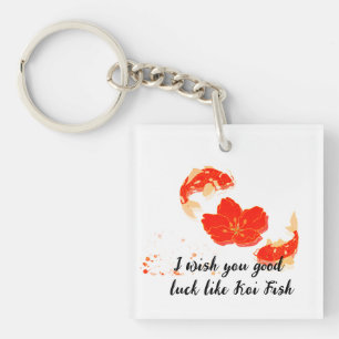 Porte-clés Poisson Koi Élégant et Art de Fleur Rouge S Japo