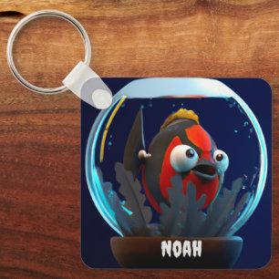 Porte-clés Poisson tropical mignon personnalisé dans un aquar