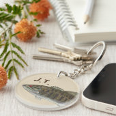 Porte-clés Poissons bas avec le monogramme ou le nom (Devant Droit)