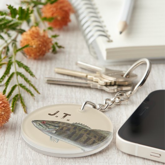 Porte-clés Poissons bas avec le monogramme ou le nom (Devant Droit)
