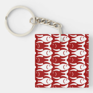 Porte-clés Poissons modernes de la moitié du siècle, rouge