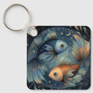 Porte-clés Poissons Zodiaque Astrologie Céleste Anniversaire