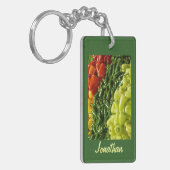 Porte-clés Poivrons à chaud rectangulaires, Vert, Nom, (Devant gauche)
