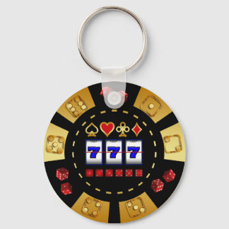 PORTE-CLÉS POKER DE JEUX OR ET NOIR