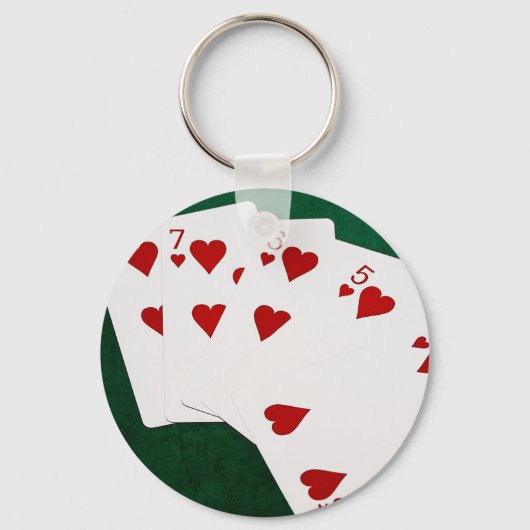 Porte-clés Poker Hands - Flush droit - Coeur (Recto)