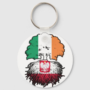 Porte-clés Poland Polish Irish Ireland Tree Roots Flag