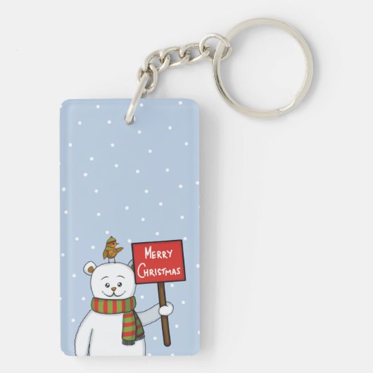 Porte-clés Polar Bear and Robin Christmas Greeting (Dos)