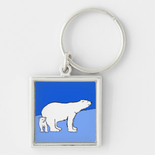 Porte-clés Polar Bear Mom and Cub Painting - Wildlife Art