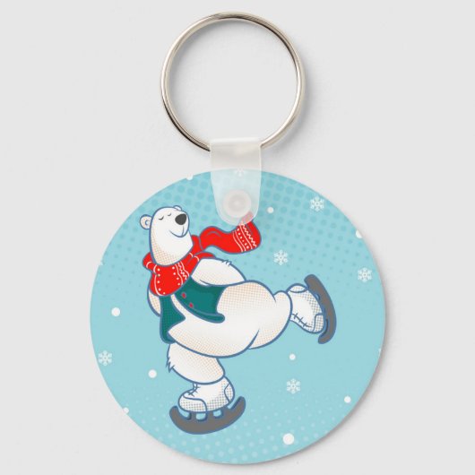 Porte-clés Polar bear on ice skates (Recto)