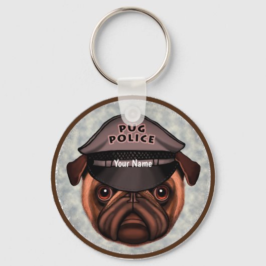 Porte-clés Police Pug (Recto)