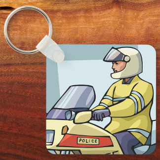 Porte-clés Police Sur Un Porte - clé De Moto