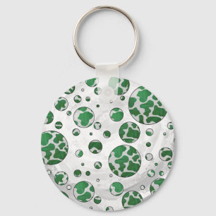 Porte-clés Polis Dot Vache vert et blanc Impression