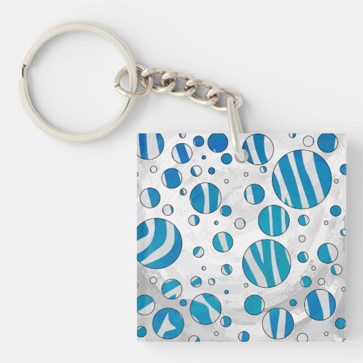 Porte-clés Polka blanc et bleu Zebra (Devant)