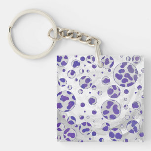Porte-clés Polka blanc et violet dalmate
