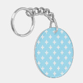 Porte-clés Polka blanche croise sur bleu bébé (Devant gauche)