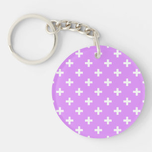 Porte-clés Polka blanche croise sur lilas