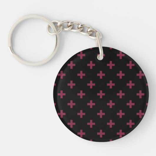 Porte-clés Polka de mûre croise sur le noir (Devant)